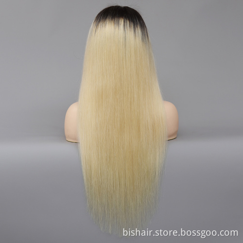 BIS Wholesale 28 30 Inch Brazilian 1B 613 Blonde Ombre Straight Lace Front Human Hair Wigs 4x4 Transparent Lace Frontal Wigs